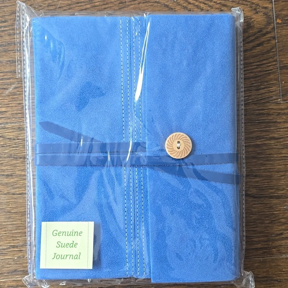 HANDSTITCHED BLUE SUEDE JOURNAL, SIZE 8